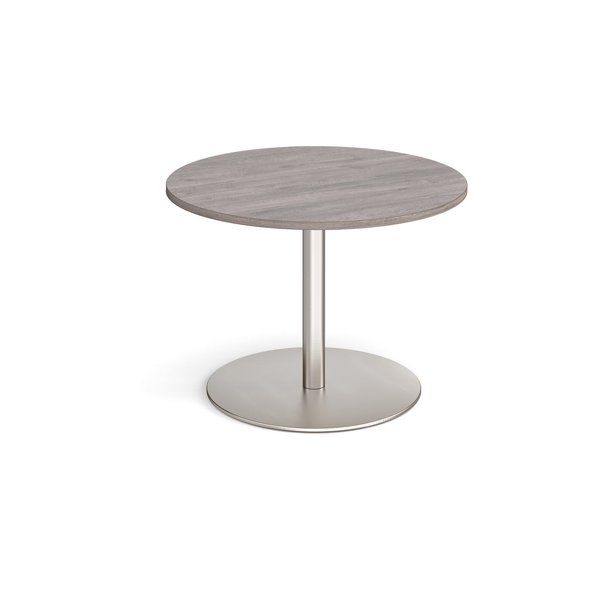 Picture of Eternal circular boardroom table 1000mm - brushed steel base, grey oak top