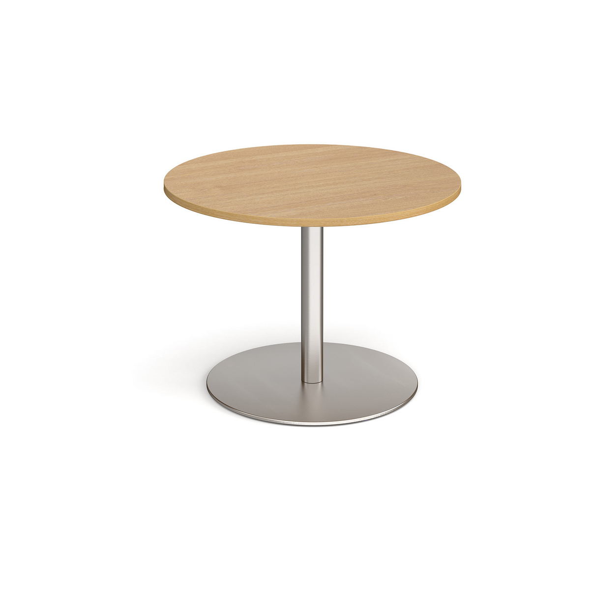 Picture of Eternal circular boardroom table 1000mm - brushed steel base, oak top