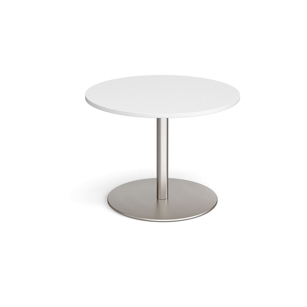Picture of Eternal circular boardroom table 1000mm - brushed steel base, white top