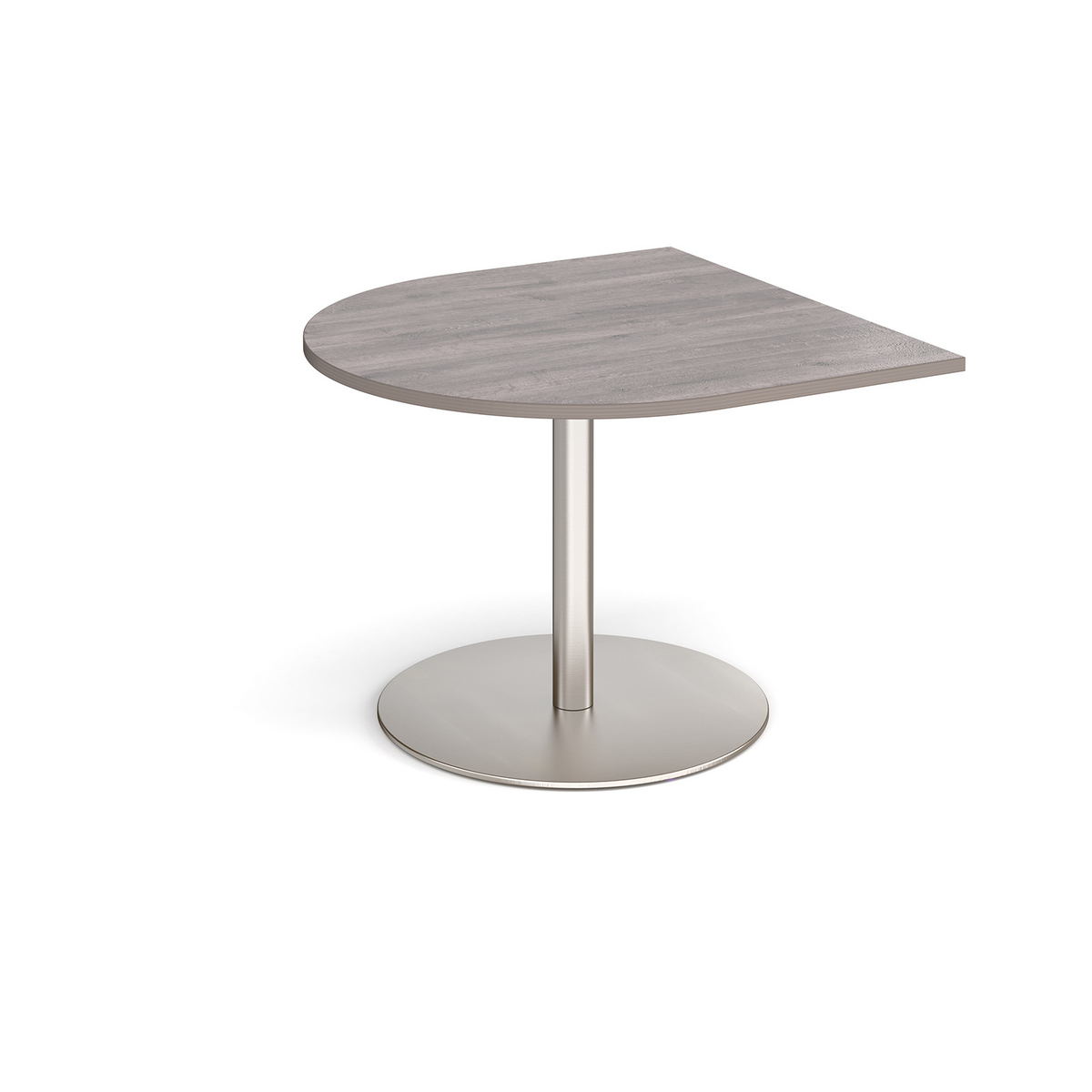 Picture of Eternal radial extension table 1000mm x 1000mm - brushed steel base, grey oak top