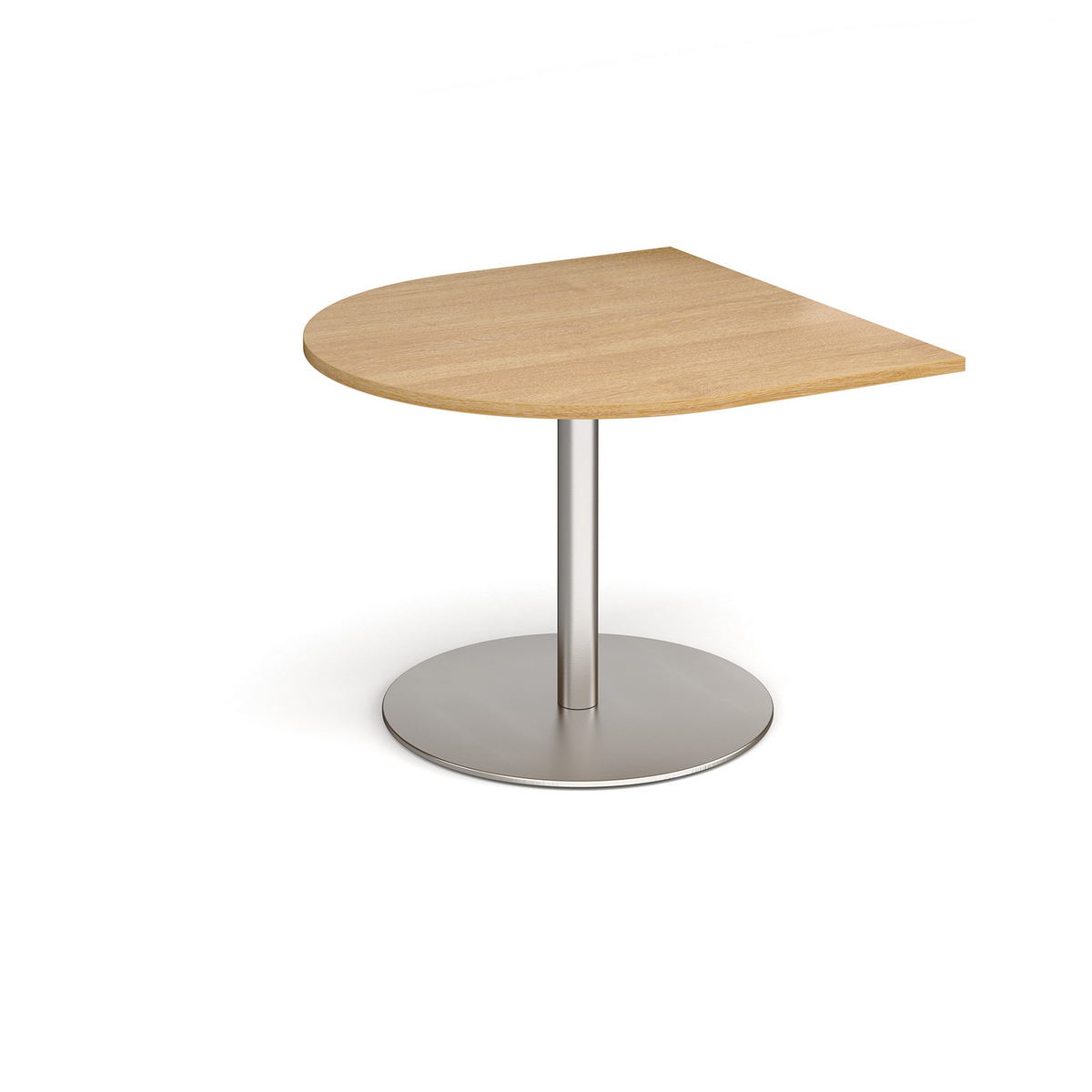 Picture of Eternal radial extension table 1000mm x 1000mm - brushed steel base, oak top