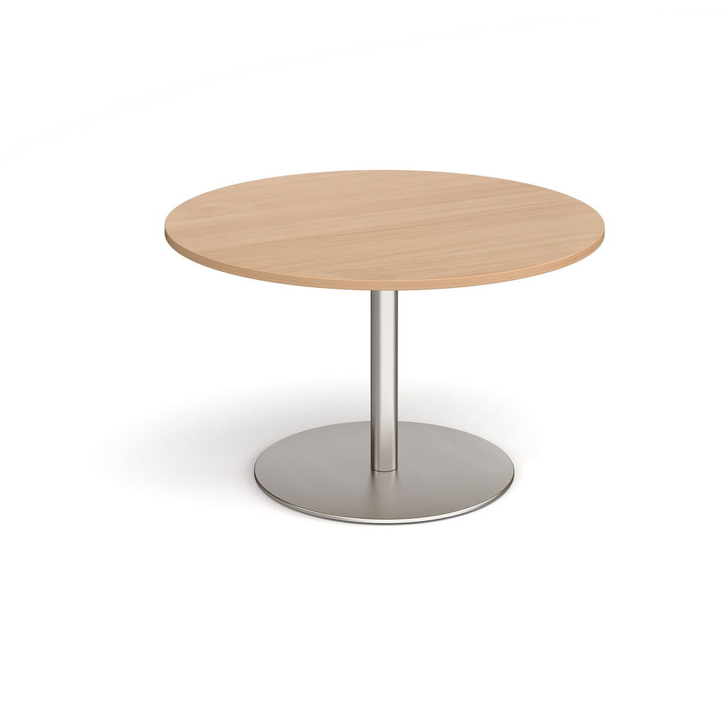 Picture of Eternal circular boardroom table 1200mm - brushed steel base, beech top