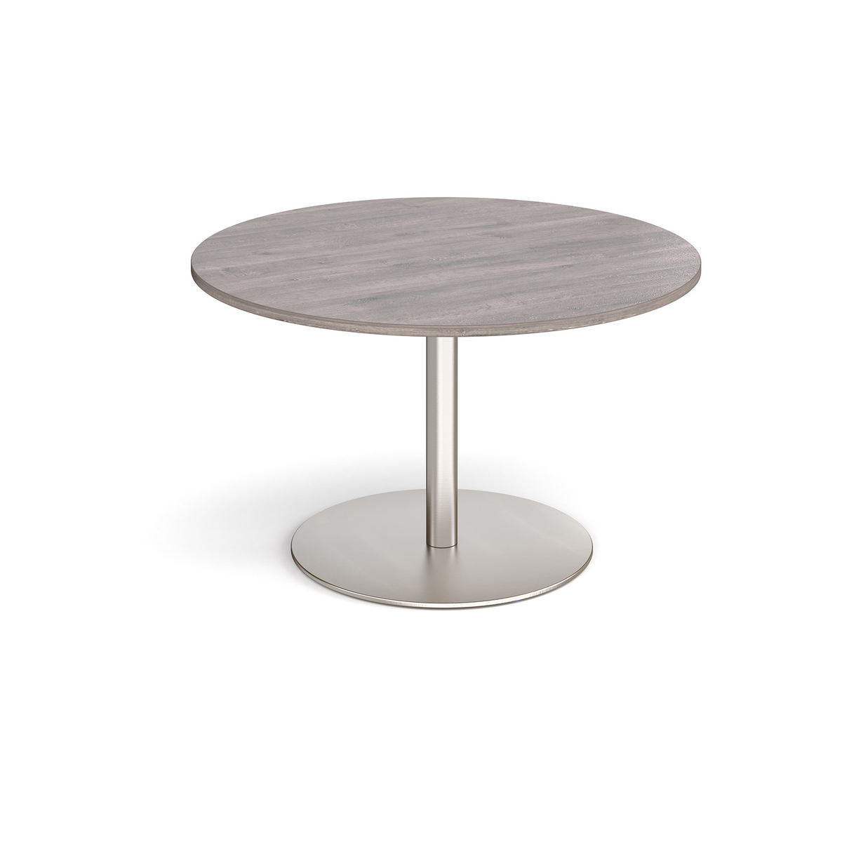 Picture of Eternal circular boardroom table 1200mm - brushed steel base, grey oak top