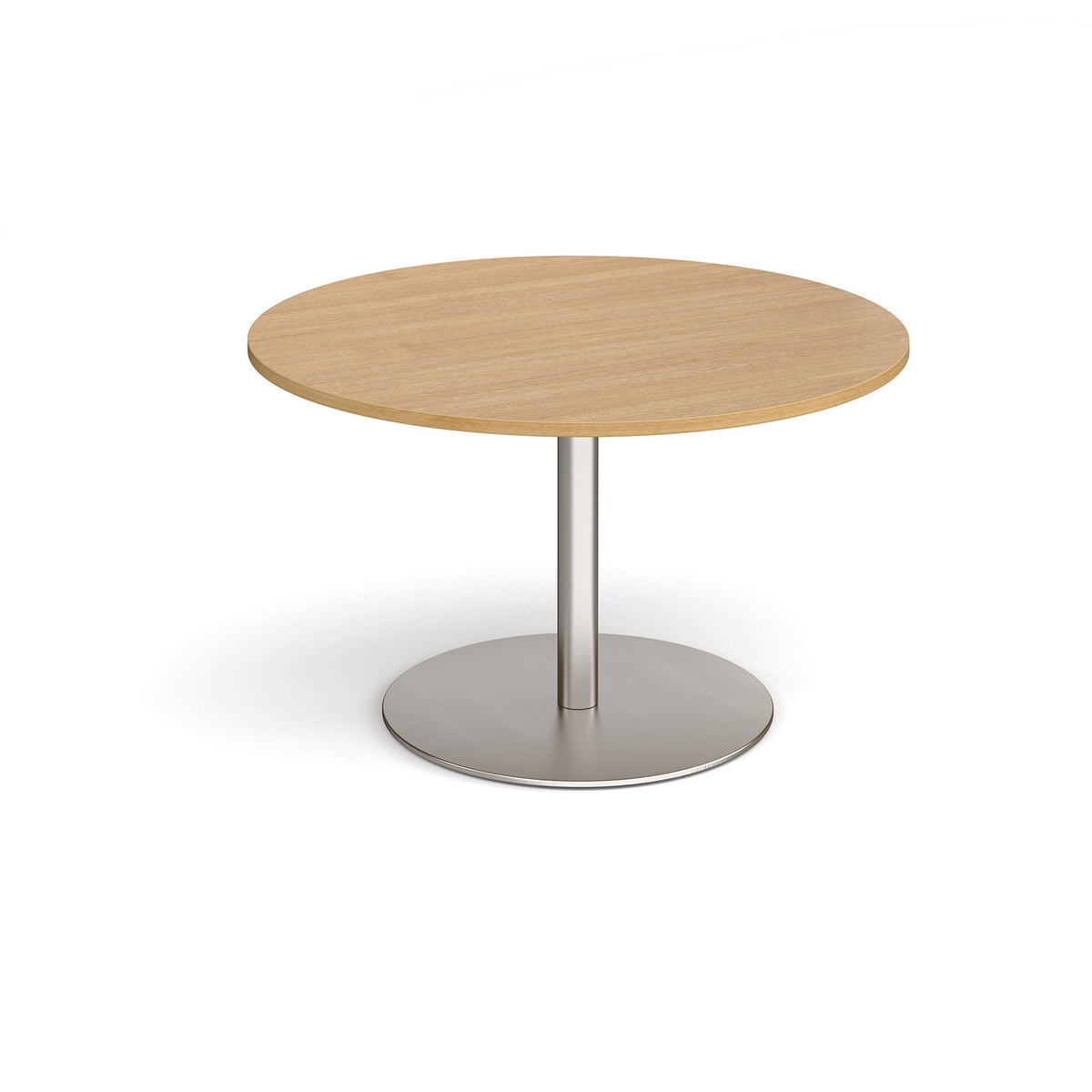 Picture of Eternal circular boardroom table 1200mm - brushed steel base, oak top