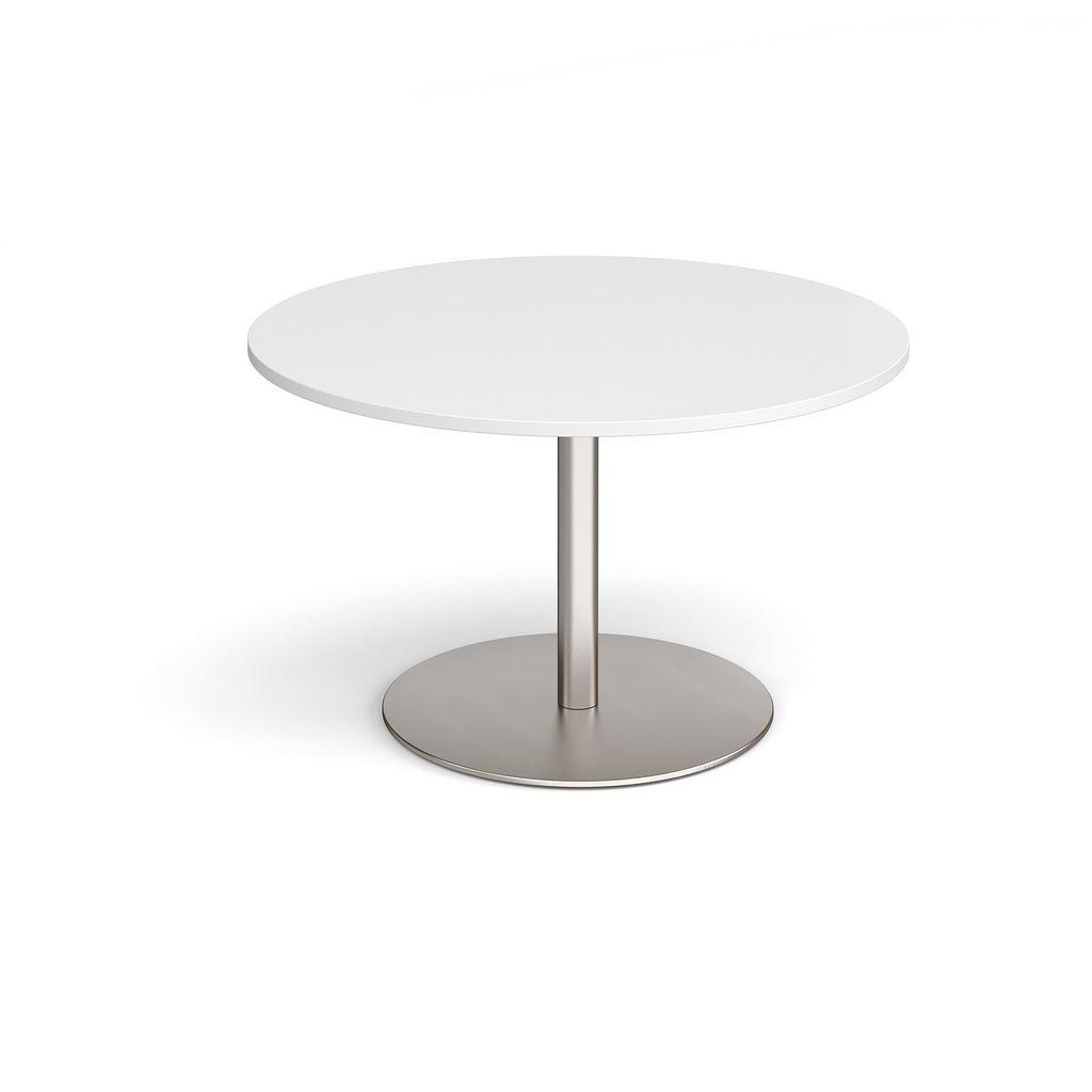 Picture of Eternal circular boardroom table 1200mm - brushed steel base, white top