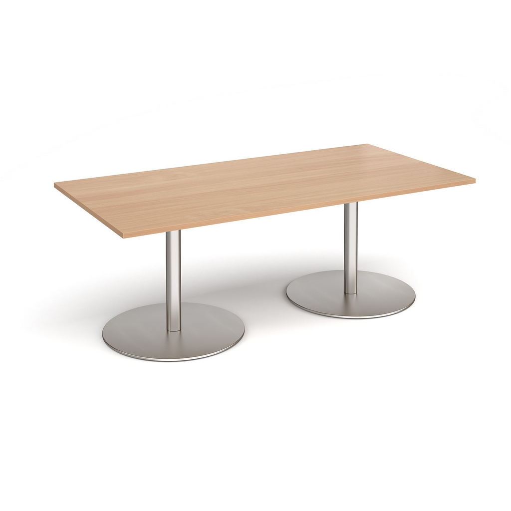 Picture of Eternal rectangular boardroom table 2000mm x 1000mm - brushed steel base, beech top
