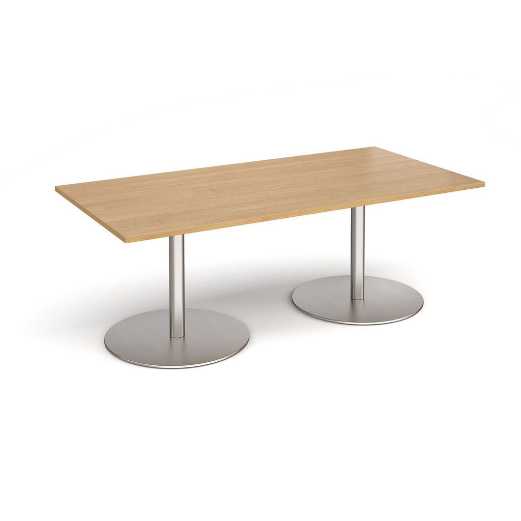 Picture of Eternal rectangular boardroom table 2000mm x 1000mm - brushed steel base, oak top