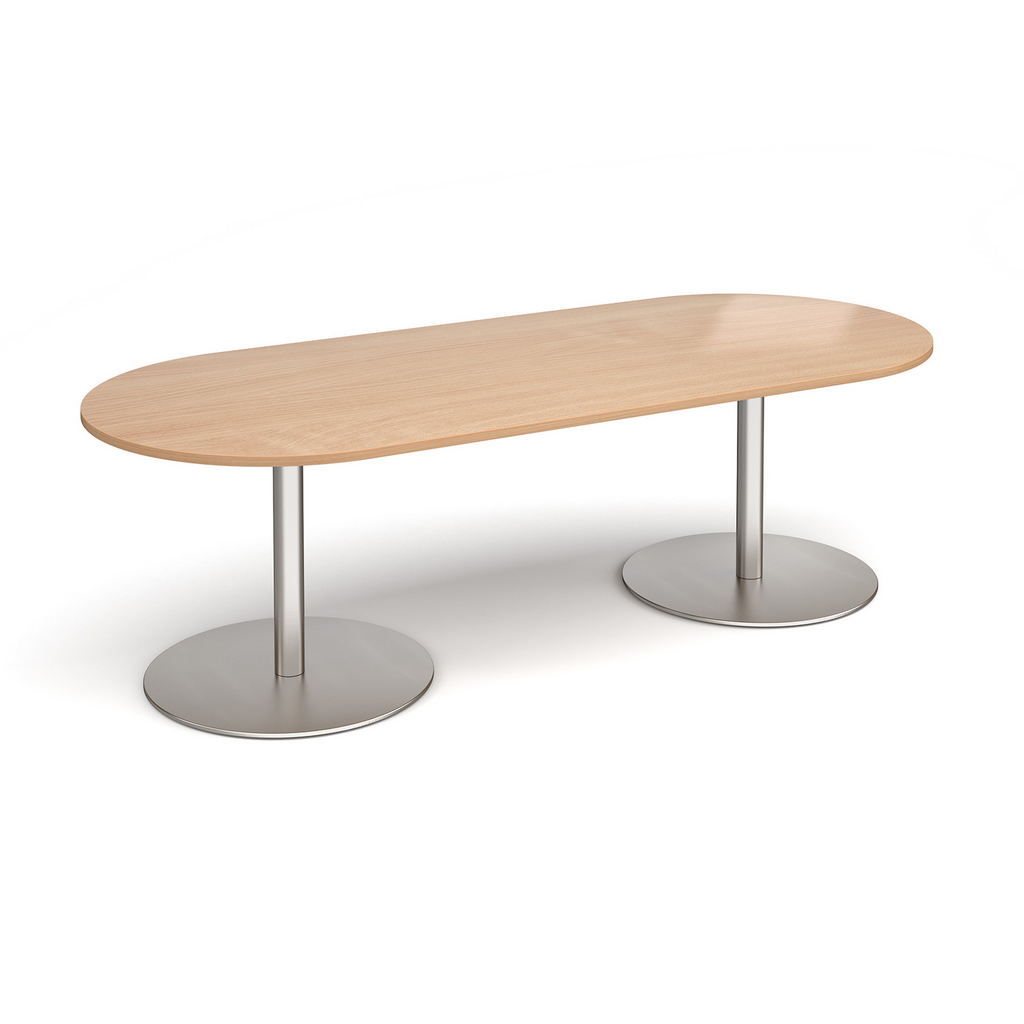 Picture of Eternal radial end boardroom table 2400mm x 1000mm - brushed steel base, beech top