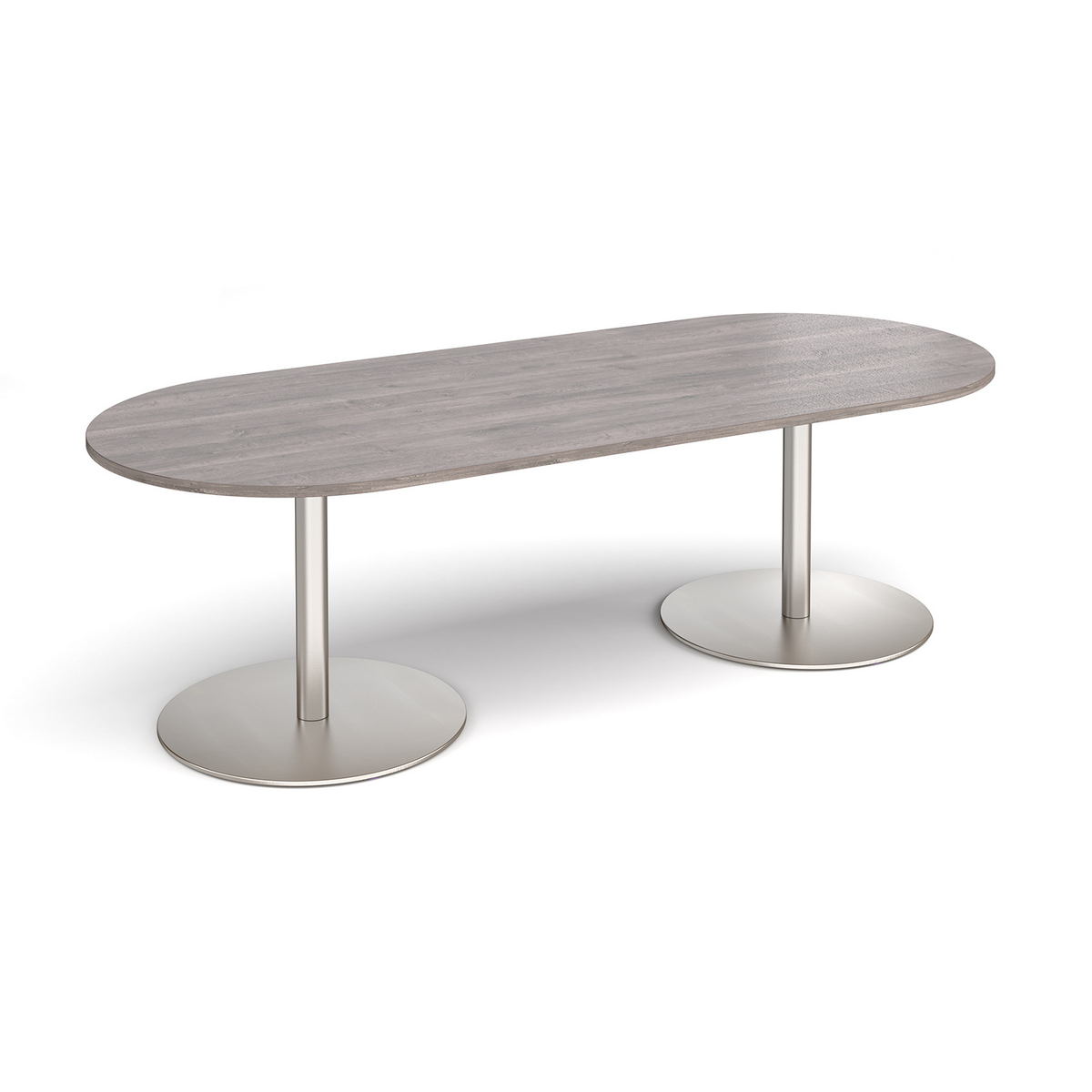 Picture of Eternal radial end boardroom table 2400mm x 1000mm - brushed steel base, grey oak top