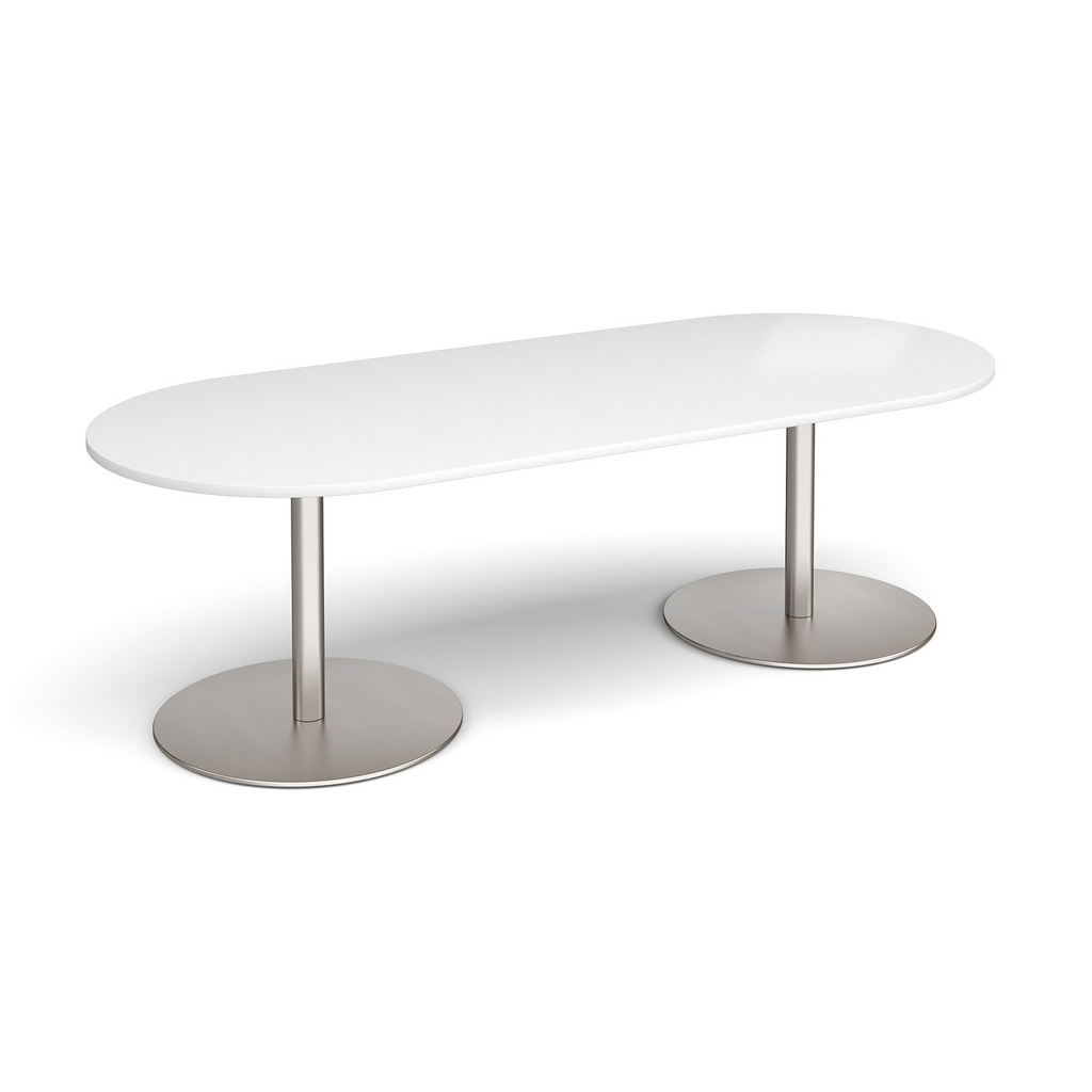 Picture of Eternal radial end boardroom table 2400mm x 1000mm - brushed steel base, white top