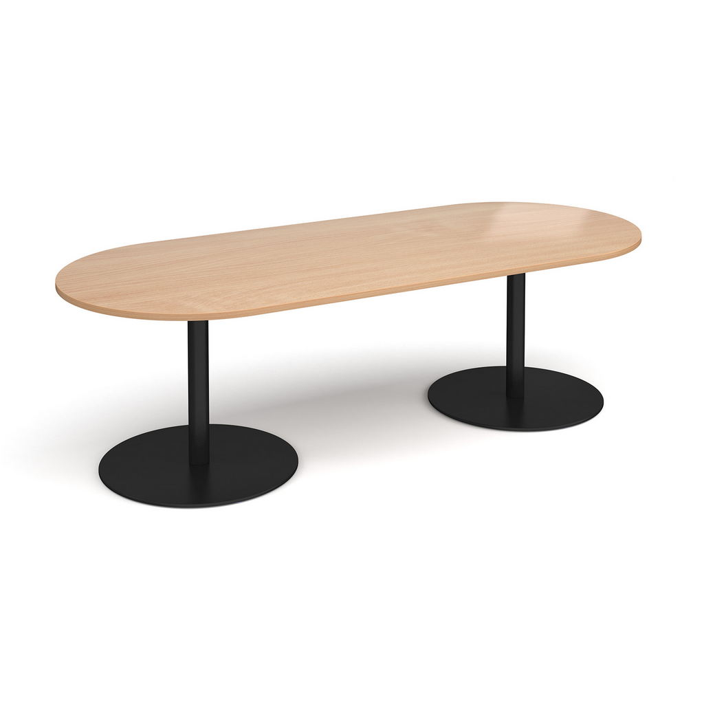 Picture of Eternal radial end boardroom table 2400mm x 1000mm - black base, beech top