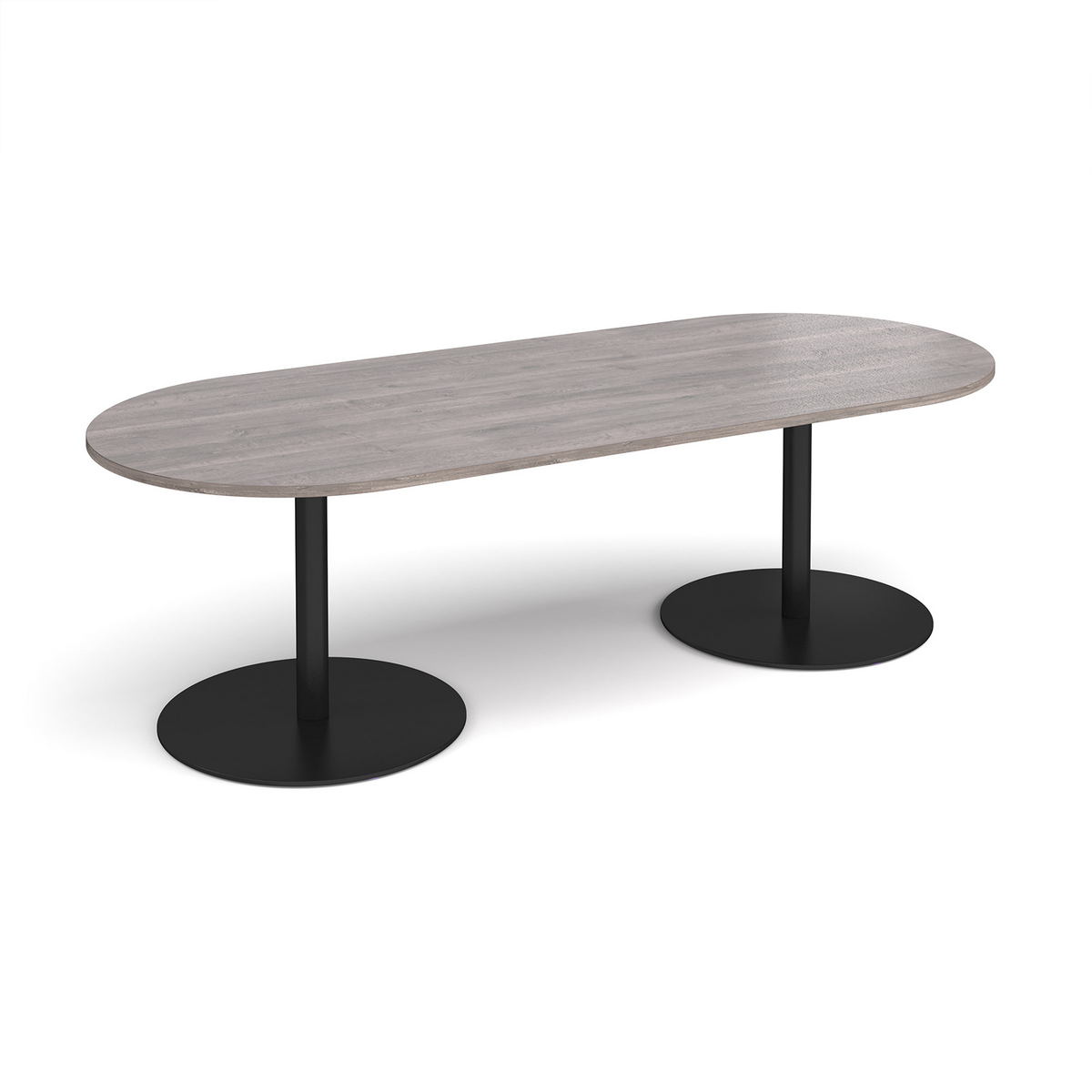 Picture of Eternal radial end boardroom table 2400mm x 1000mm - black base, grey oak top