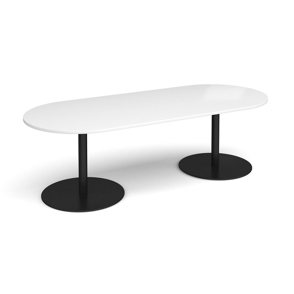 Picture of Eternal radial end boardroom table 2400mm x 1000mm - black base, white top