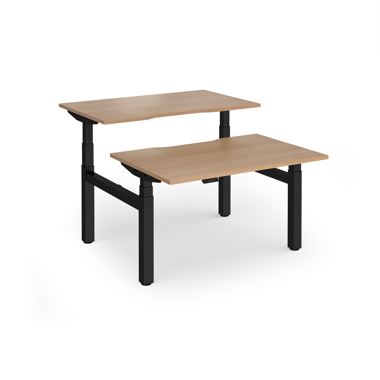 Picture of Elev8 Luxe Sit-Stand Back-To-Back Desks 1200mm x 800mm - Black Frame / Beech Top