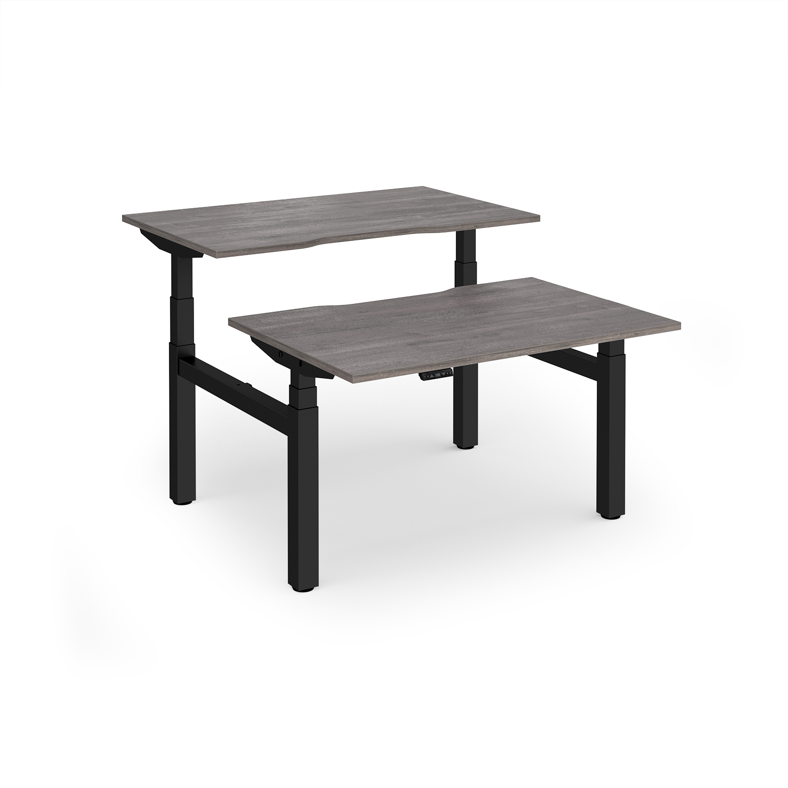 Picture of Elev8 Luxe Sit-Stand Back-To-Back Desks 1200mm x 800mm - Black Frame / Grey Oak Top