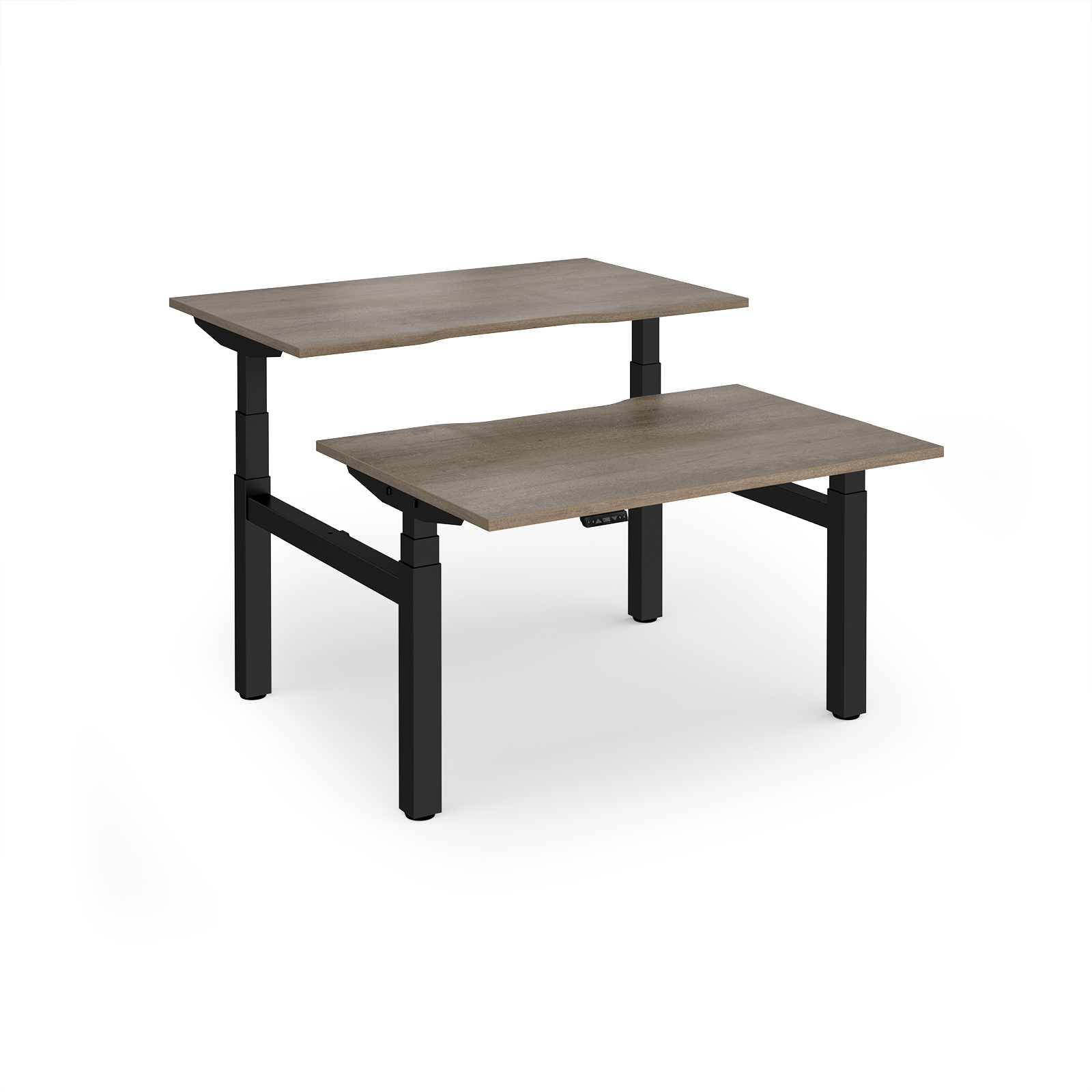 Picture of Elev8 Luxe Sit-Stand Back-To-Back Desks 1200mm x 800mm - Black Frame / Nebraska Oak Top