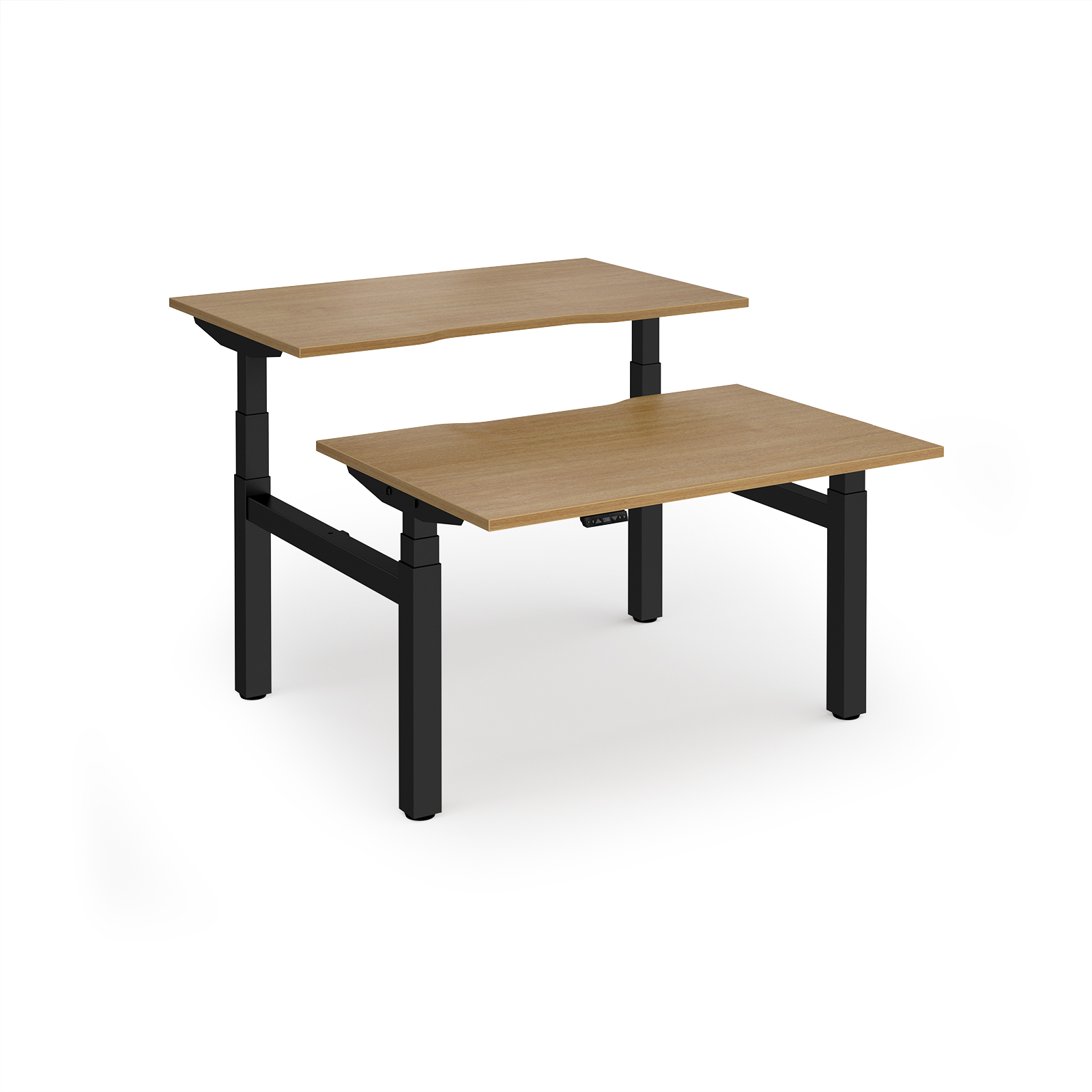 Picture of Elev8 Luxe Sit-Stand Back-To-Back Desks 1200mm x 800mm - Black Frame / Oak Top