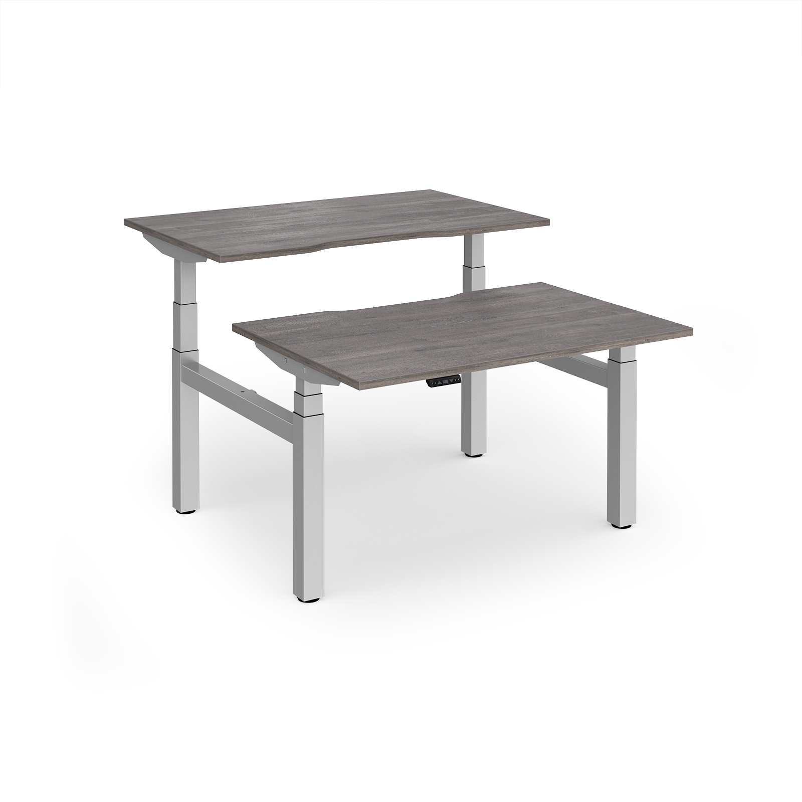 Picture of Elev8 Luxe Sit-Stand Back-To-Back Desks 1200mm x 800mm - Silver Frame / Grey Oak Top