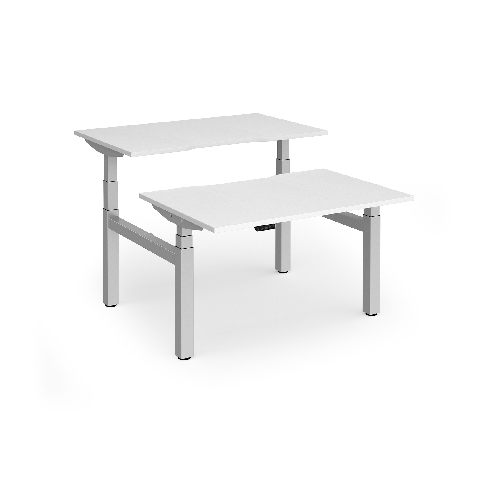 Picture of Elev8 Luxe Sit-Stand Back-To-Back Desks 1200mm x 800mm - Silver Frame / White Top