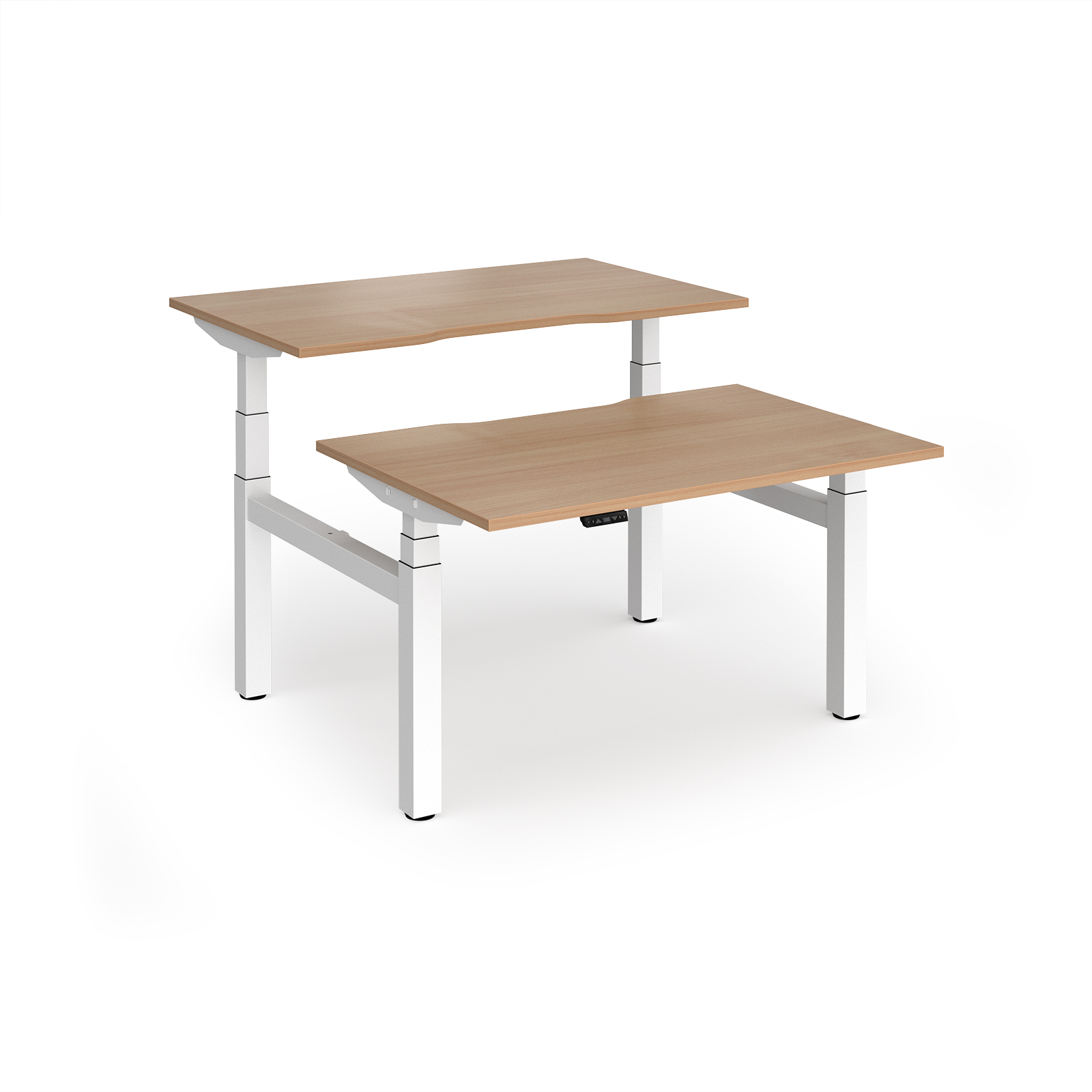 Picture of Elev8 Luxe Sit-Stand Back-To-Back Desks 1200mm x 800mm - White Frame / Beech Top