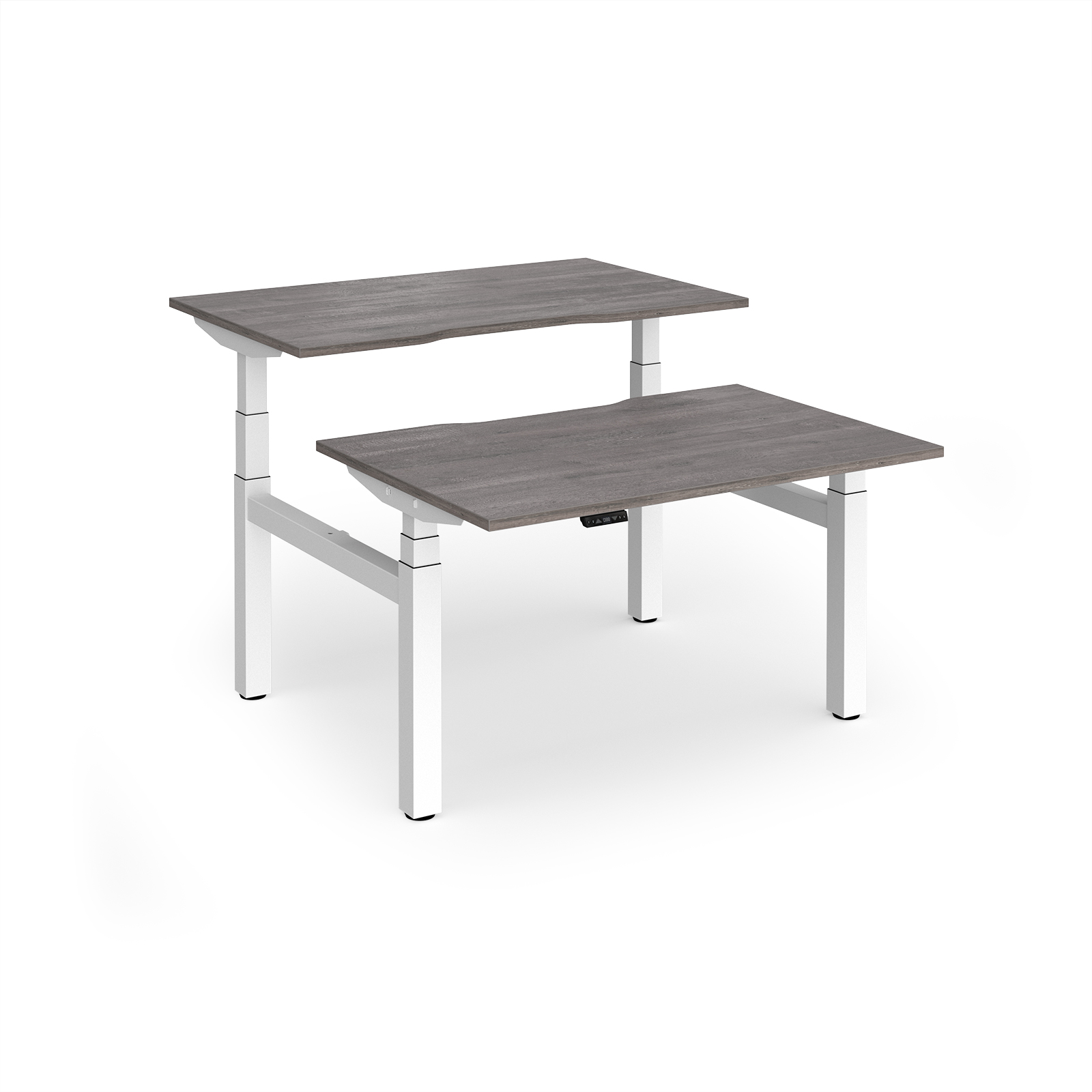 Picture of Elev8 Luxe Sit-Stand Back-To-Back Desks 1200mm x 800mm - White Frame / Grey Oak Top