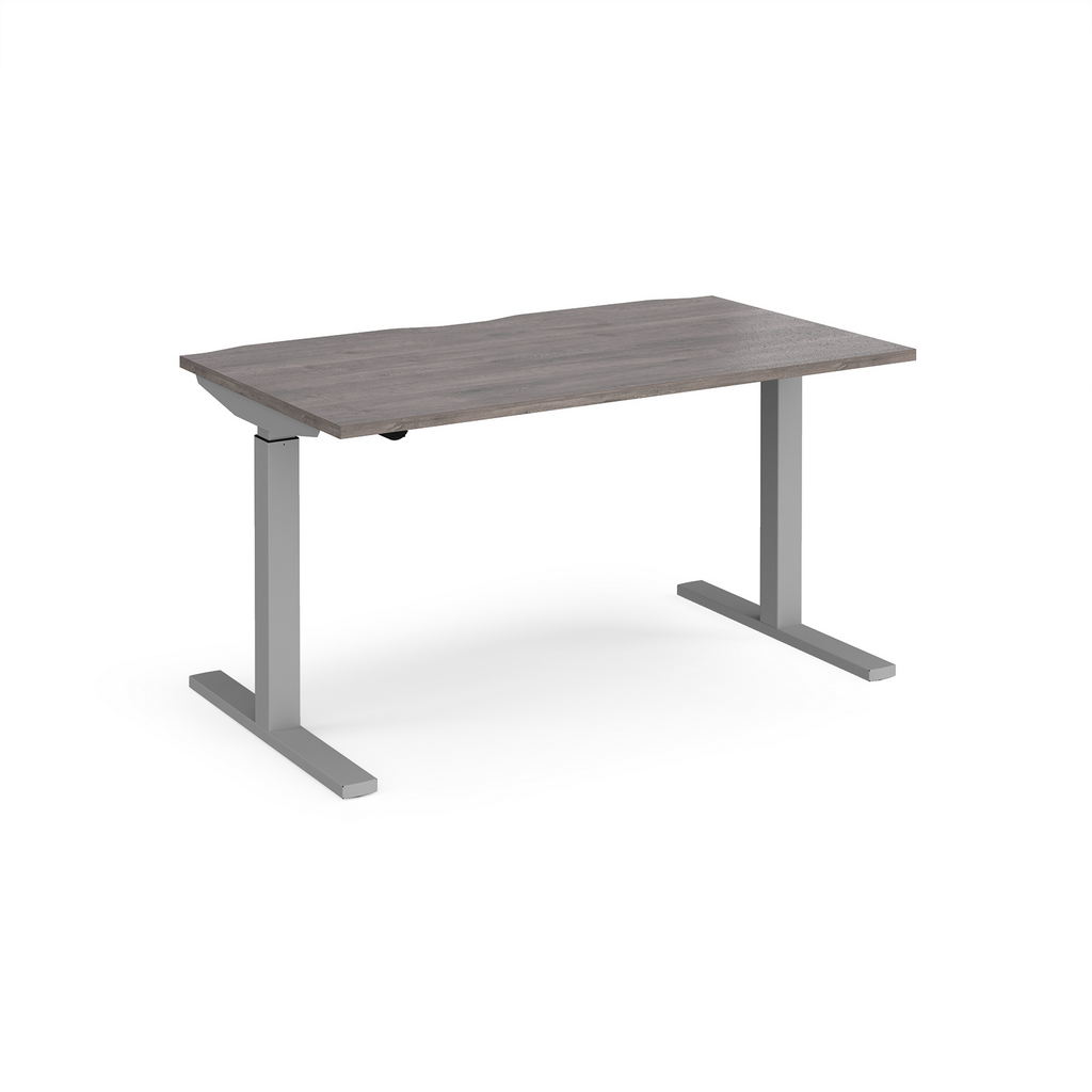 Picture of Elev8 Mono straight sit-stand desk 1400mm x 800mm - silver frame, grey oak top