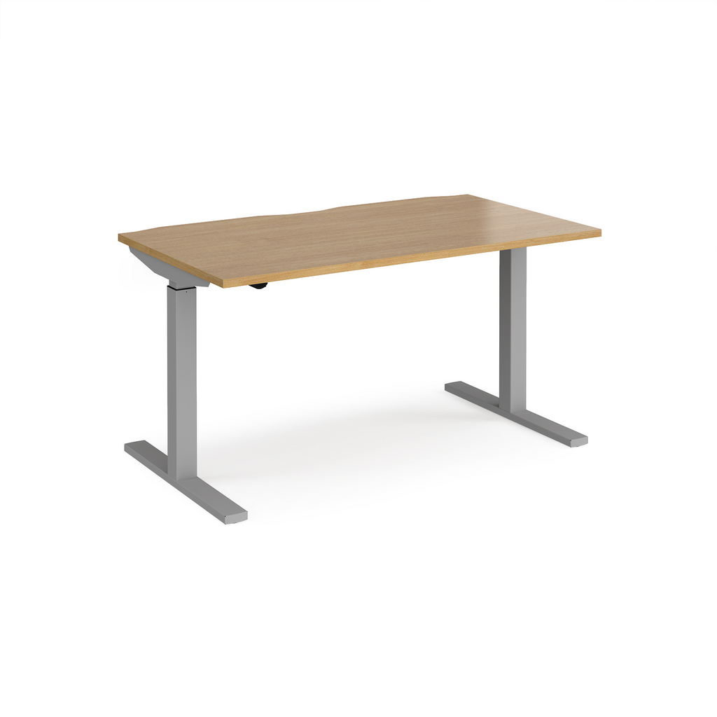 Picture of Elev8 Mono straight sit-stand desk 1400mm x 800mm - silver frame, oak top