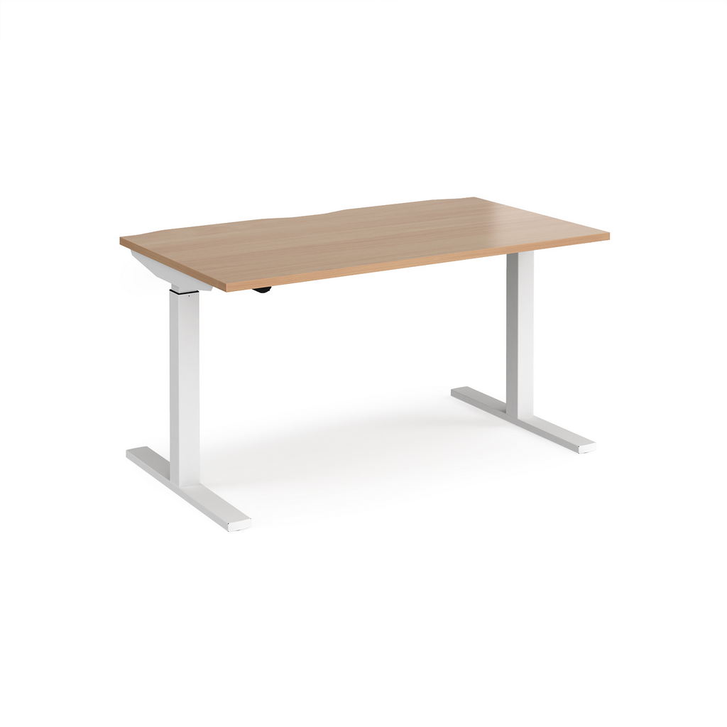 Picture of Elev8 Mono straight sit-stand desk 1400mm x 800mm - white frame, beech top
