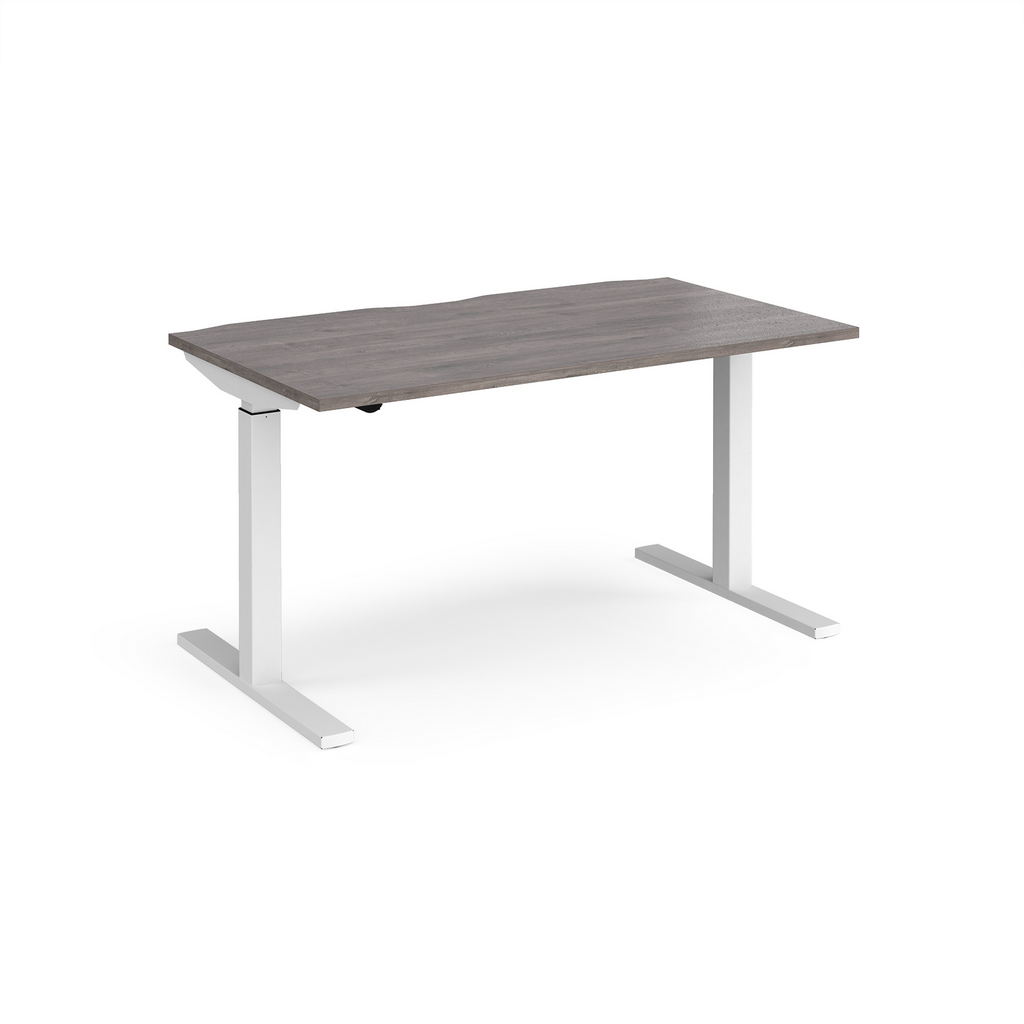 Picture of Elev8 Mono straight sit-stand desk 1400mm x 800mm - white frame, grey oak top