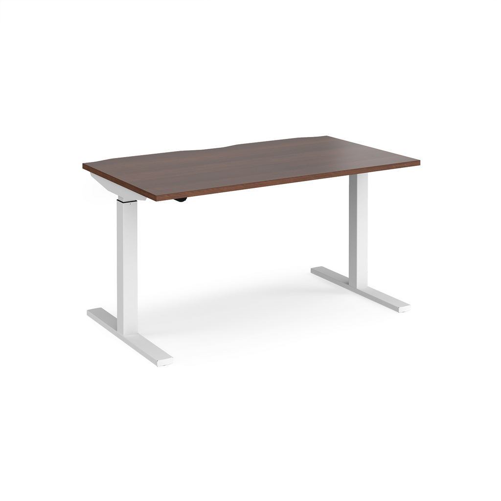 Picture of Elev8 Mono straight sit-stand desk 1400mm x 800mm - white frame, walnut top