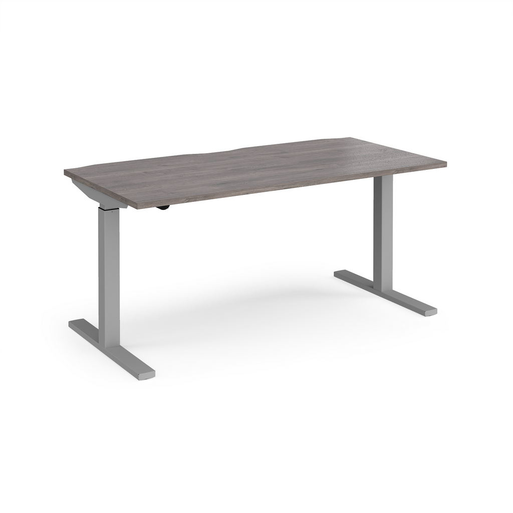 Picture of Elev8 Mono straight sit-stand desk 1600mm x 800mm - silver frame, grey oak top