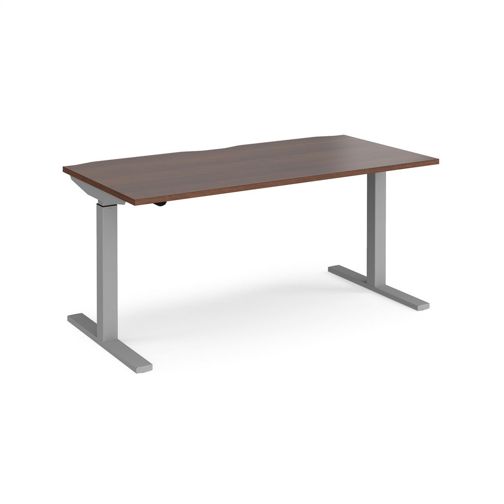 Picture of Elev8 Mono straight sit-stand desk 1600mm x 800mm - silver frame, walnut top