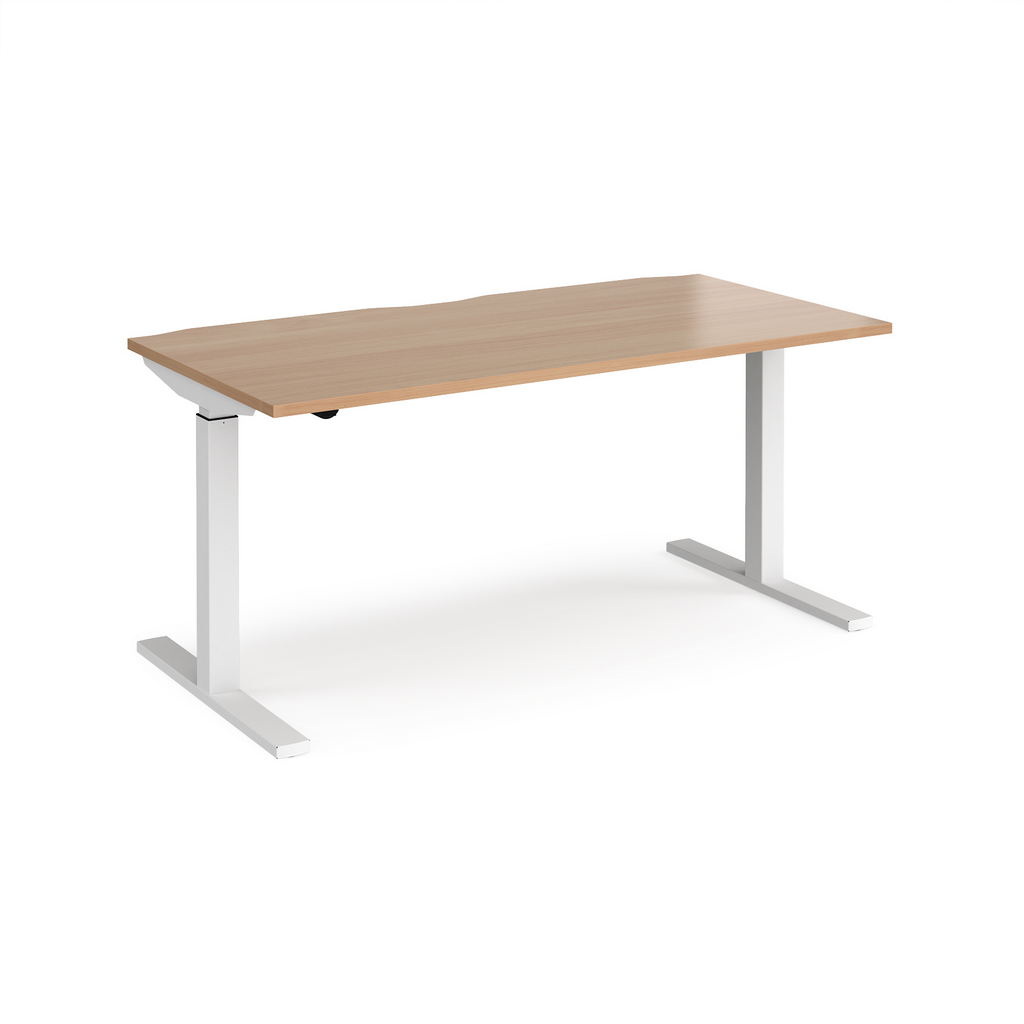 Picture of Elev8 Mono straight sit-stand desk 1600mm x 800mm - white frame, beech top