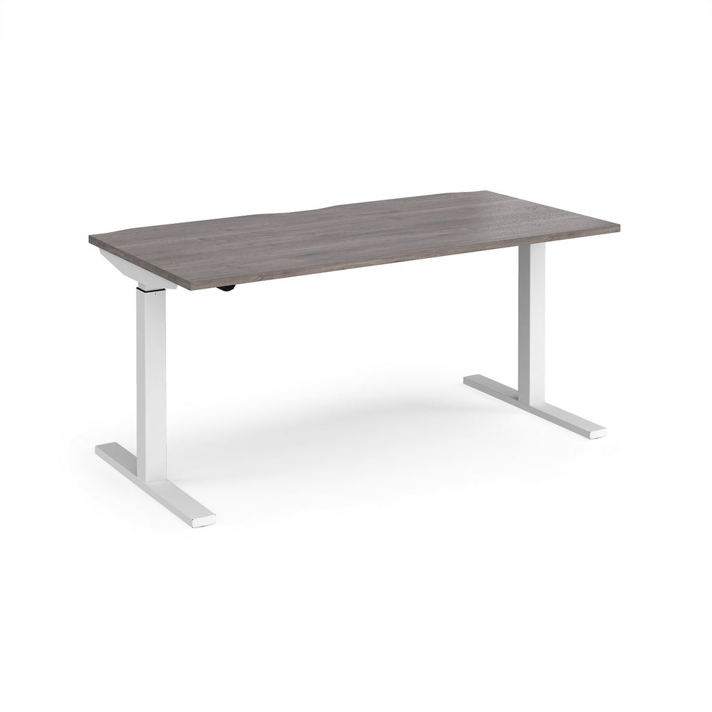 Picture of Elev8 Mono straight sit-stand desk 1600mm x 800mm - white frame, grey oak top