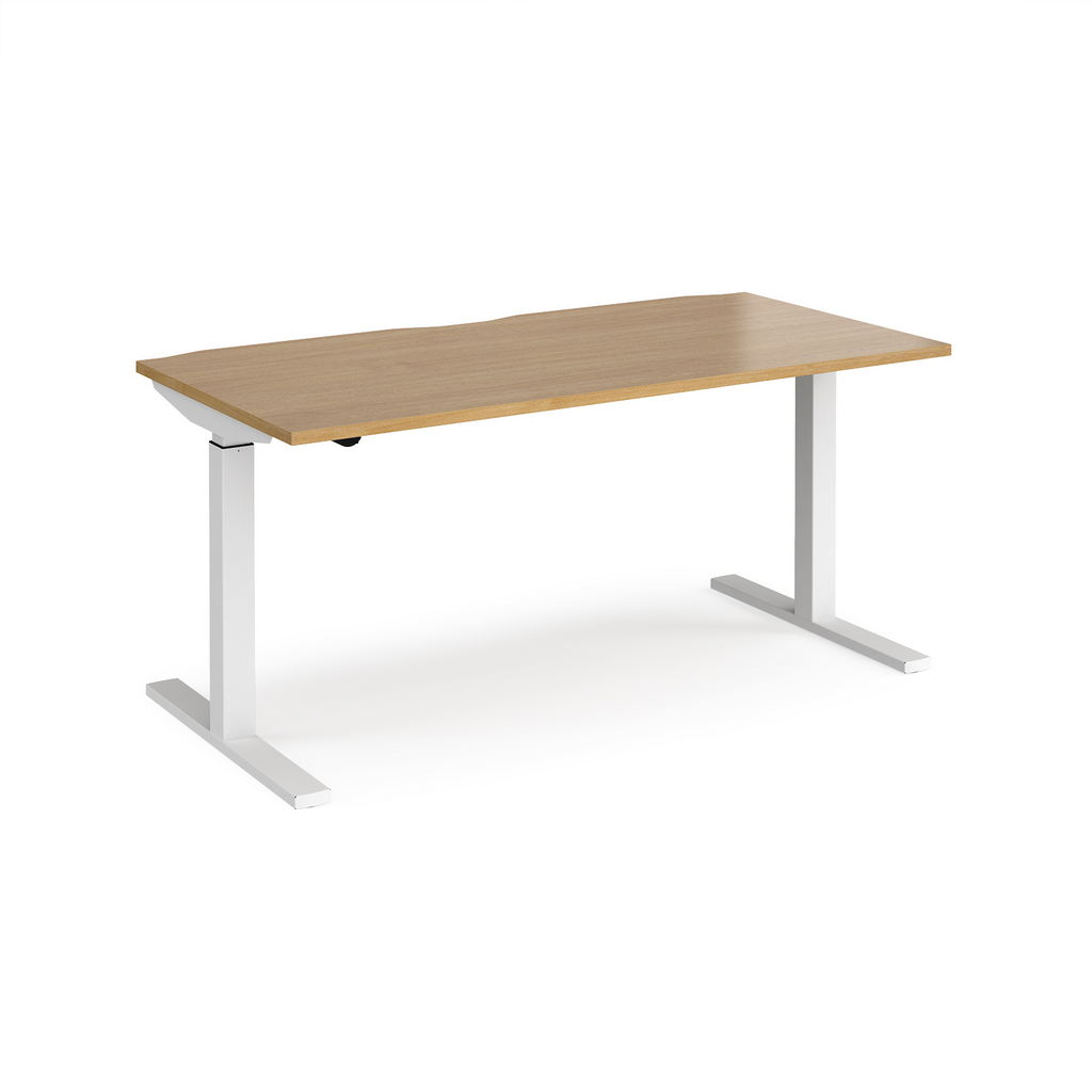 Picture of Elev8 Mono straight sit-stand desk 1600mm x 800mm - white frame, oak top