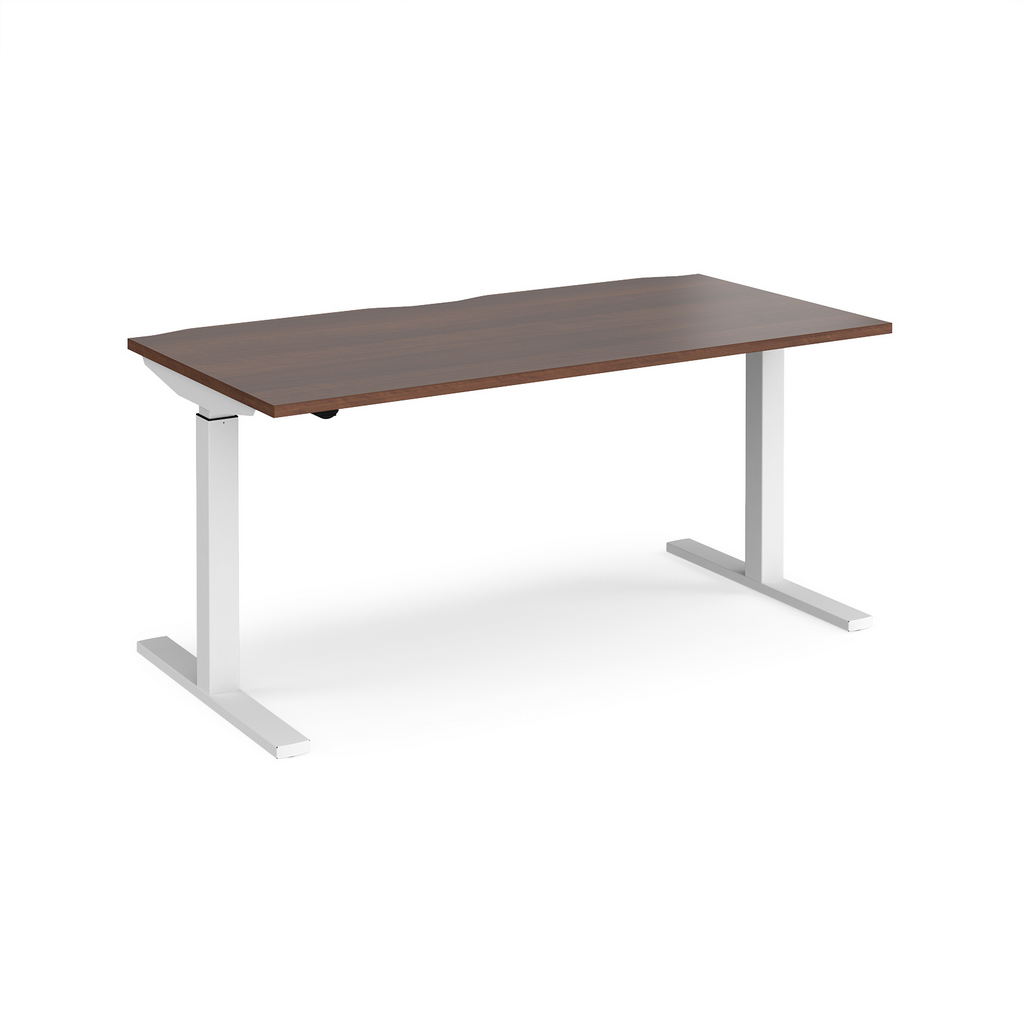 Picture of Elev8 Mono straight sit-stand desk 1600mm x 800mm - white frame, walnut top