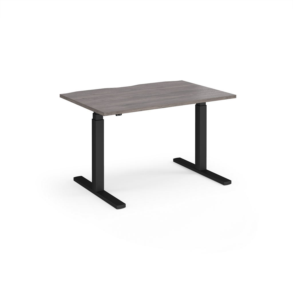 Picture of Elev8 Touch straight sit-stand desk 1200mm x 800mm - black frame, grey oak top
