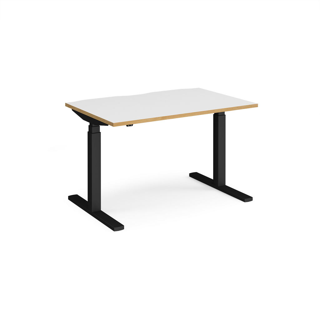 Picture of Elev8 Touch straight sit-stand desk 1200mm x 800mm - black frame, white top with oak edge
