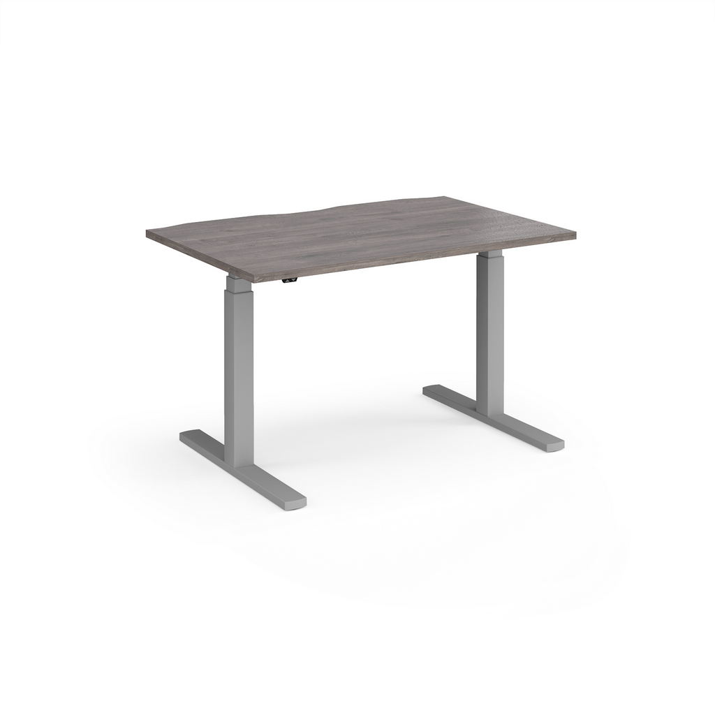 Picture of Elev8 Touch straight sit-stand desk 1200mm x 800mm - silver frame, grey oak top