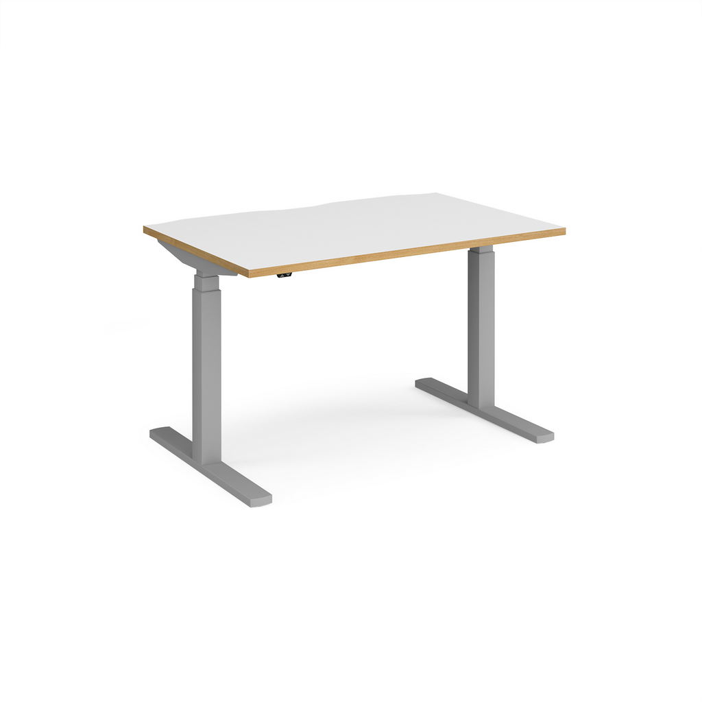 Picture of Elev8 Touch straight sit-stand desk 1200mm x 800mm - silver frame, white top with oak edge
