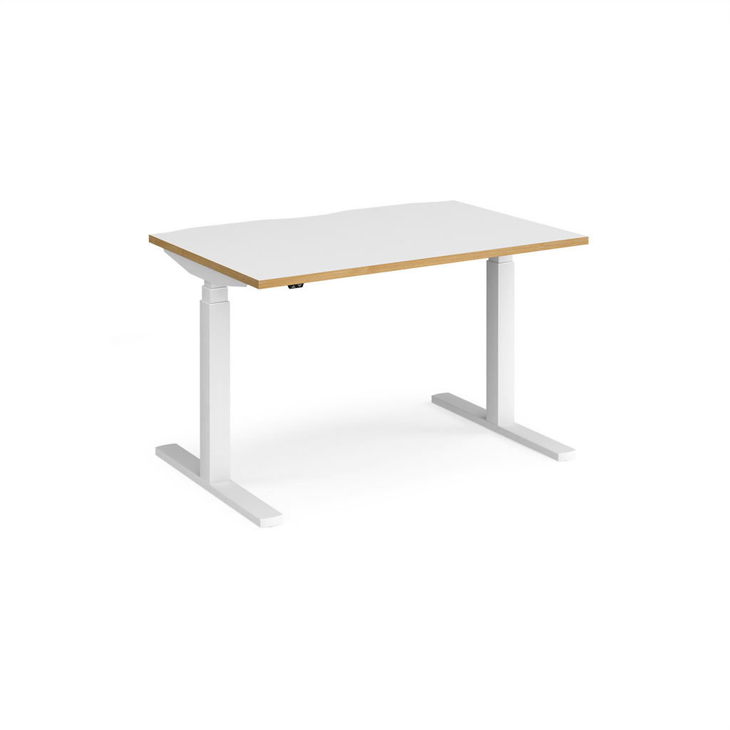 Picture of Elev8 Touch straight sit-stand desk 1200mm x 800mm - white frame, white top with oak edge
