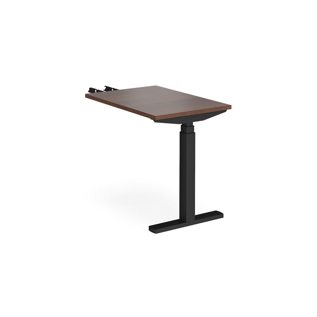 Picture of Elev8 Touch sit-stand return desk 600mm x 800mm - black frame, walnut top