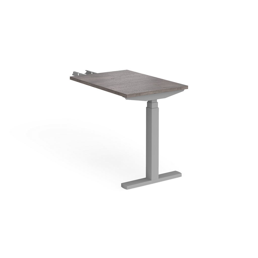 Picture of Elev8 Touch sit-stand return desk 600mm x 800mm - silver frame, grey oak top