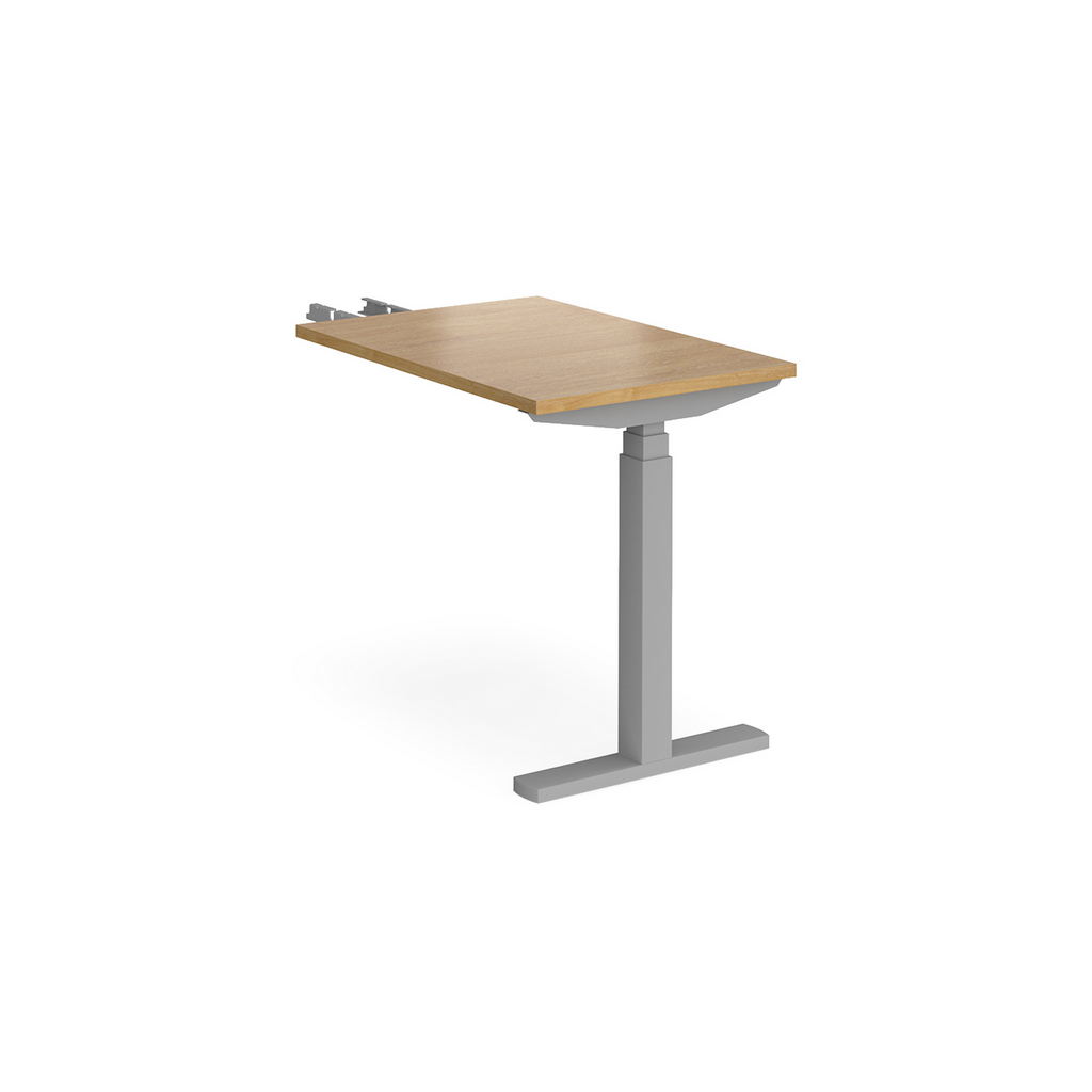 Picture of Elev8 Touch sit-stand return desk 600mm x 800mm - silver frame, oak top