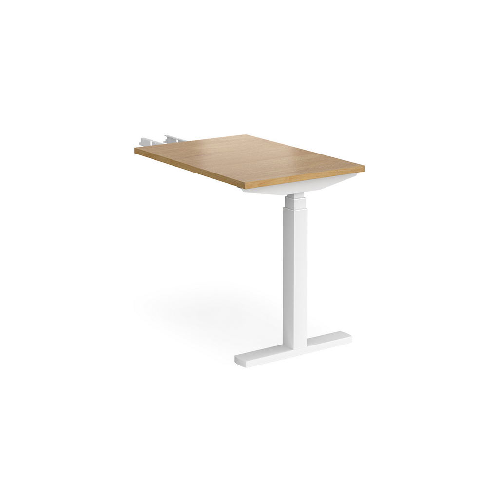 Picture of Elev8 Touch sit-stand return desk 600mm x 800mm - white frame, oak top