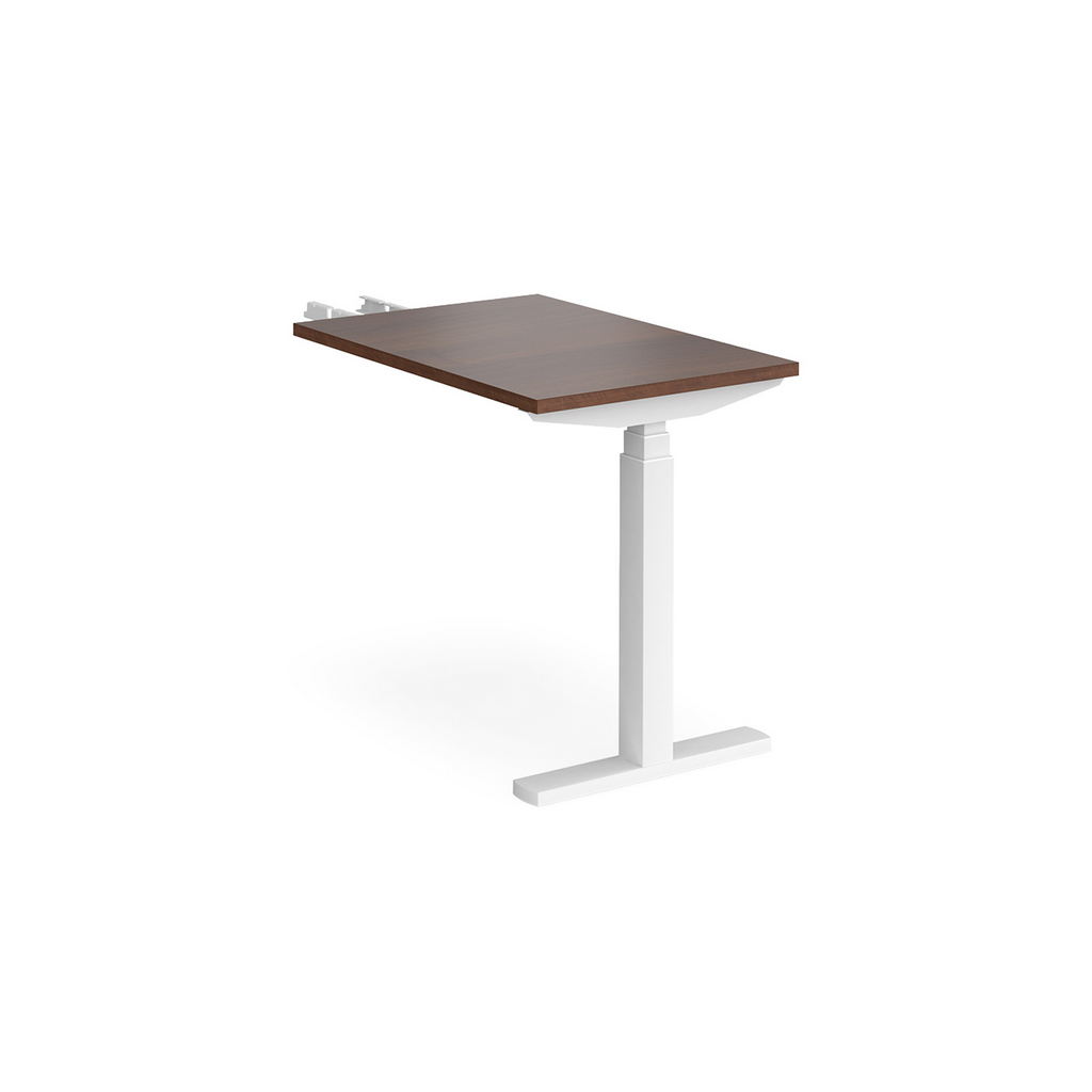 Picture of Elev8 Touch sit-stand return desk 600mm x 800mm - white frame, walnut top