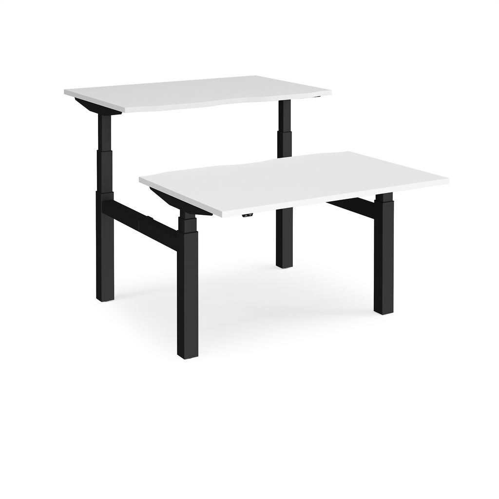 Picture of Elev8 Touch sit-stand back-to-back desks 1200mm x 1650mm - black frame, white top