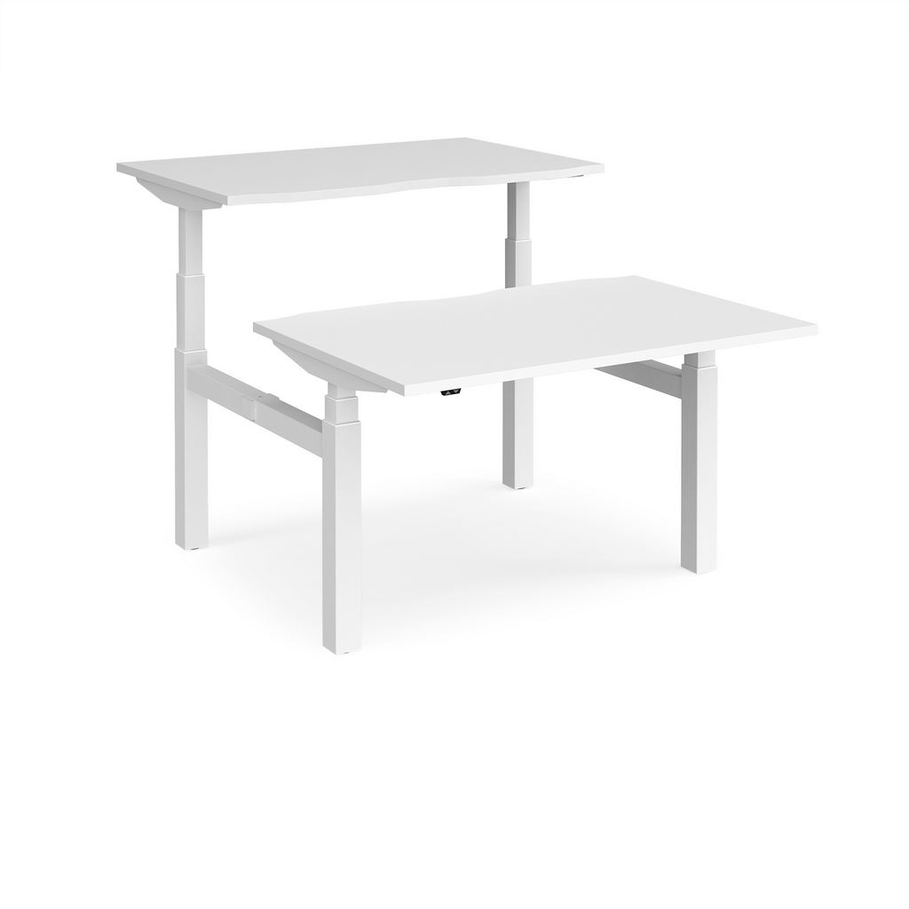 Picture of Elev8 Touch sit-stand back-to-back desks 1200mm x 1650mm - white frame, white top