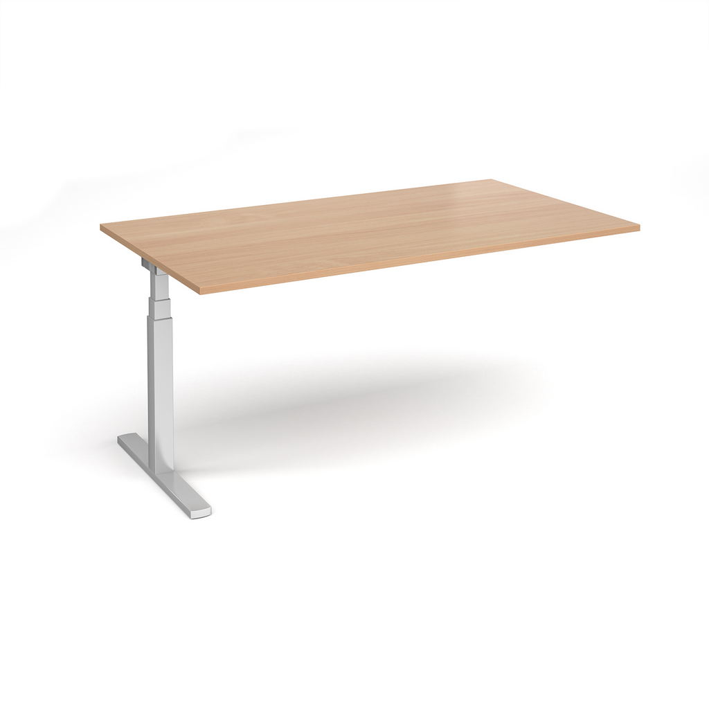 Picture of Elev8 Touch boardroom table add on unit 1800mm x 1000mm - silver frame, beech top