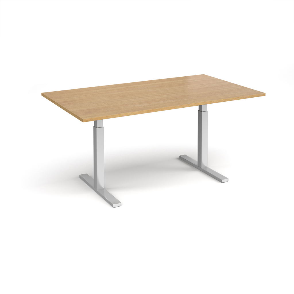 Picture of Elev8 Touch boardroom table 1800mm x 1000mm - silver frame, oak top